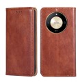 For Honor X50 5G Gloss Oil Solid Color Magnetic Leather Phone Case(Brown)