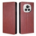 For Honor Magic6 Pro Gloss Oil Solid Color Magnetic Leather Phone Case(Brown)