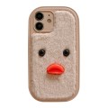 For iPhone 11 Plush Black Eyes Duck TPU Phone Case(Khaki)