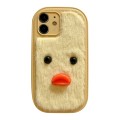 For iPhone 12 Plush Black Eyes Duck TPU Phone Case(Yellow)