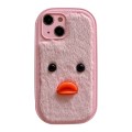 For iPhone 14 Plus Plush Black Eyes Duck TPU Phone Case(Pink)