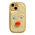 For iPhone 15 Plus Plush White Eyes Duck TPU Phone Case(Yellow)