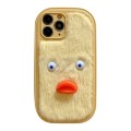 For iPhone 11 Pro Max Plush White Eyes Duck TPU Phone Case(Yellow)
