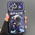 For iPhone 15 Pro Astronaut Pattern Large Window TPU Phone Case(Purple)