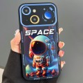 For iPhone 15 Astronaut Pattern Large Window TPU Phone Case(Blue)