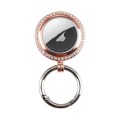 For Airtag Tracking Locator Electroplated Protective Case with Keychain(Rose Pink)