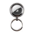 For Airtag Tracking Locator Electroplated Protective Case with Keychain(Black)