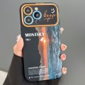 For iPhone 15 Pro Max Scenery Pattern Large Window TPU Phone Case(Black Sea Sunrise)