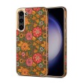For Samsung Galaxy S23 5G Denior Flower Language Series Electroplated Phone Case(Green)