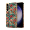 For Samsung Galaxy S23 5G Denior Flower Language Series Electroplated Phone Case(Blue)