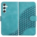 For Samsung Galaxy A34 5G YX0060 Elephant Head Embossed Phone Leather Case with Lanyard(Light Blue)