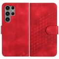 For Samsung Galaxy S23 Ultra 5G YX0060 Elephant Head Embossed Phone Leather Case with Lanyard(Red)