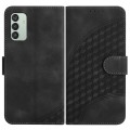 For Samsung Galaxy M13 India/F13 YX0060 Elephant Head Embossed Phone Leather Case with Lanyard(Black