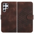 For Samsung Galaxy S22 Ultra 5G YX0060 Elephant Head Embossed Phone Leather Case with Lanyard(Coffee