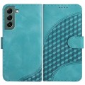 For Samsung Galaxy S22+ 5G YX0060 Elephant Head Embossed Phone Leather Case with Lanyard(Light Blue)
