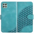 For Samsung Galaxy A22 5G YX0060 Elephant Head Embossed Phone Leather Case with Lanyard(Light Blue)