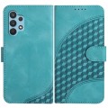 For Samsung Galaxy A32 4G YX0060 Elephant Head Embossed Phone Leather Case with Lanyard(Light Blue)