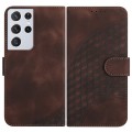 For Samsung Galaxy S21 Ultra 5G YX0060 Elephant Head Embossed Phone Leather Case with Lanyard(Coffee