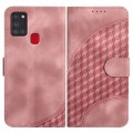 For Samsung Galaxy A21s YX0060 Elephant Head Embossed Phone Leather Case with Lanyard(Pink)