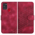 For Samsung Galaxy A21s YX0060 Elephant Head Embossed Phone Leather Case with Lanyard(Rose Red)