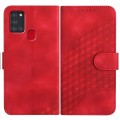 For Samsung Galaxy A21s YX0060 Elephant Head Embossed Phone Leather Case with Lanyard(Red)