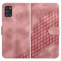 For Samsung Galaxy A31 YX0060 Elephant Head Embossed Phone Leather Case with Lanyard(Pink)