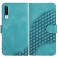 For Samsung Galaxy A50/A50s YX0060 Elephant Head Embossed Phone Leather Case with Lanyard(Light Blue