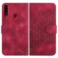 For Samsung Galaxy A20s YX0060 Elephant Head Embossed Phone Leather Case with Lanyard(Rose Red)