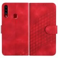 For Samsung Galaxy A20s YX0060 Elephant Head Embossed Phone Leather Case with Lanyard(Red)