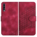 For Samsung Galaxy A70 YX0060 Elephant Head Embossed Phone Leather Case with Lanyard(Rose Red)