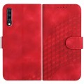 For Samsung Galaxy A70 YX0060 Elephant Head Embossed Phone Leather Case with Lanyard(Red)