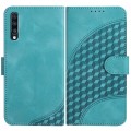 For Samsung Galaxy A70 YX0060 Elephant Head Embossed Phone Leather Case with Lanyard(Light Blue)