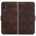 For Samsung Galaxy A70 YX0060 Elephant Head Embossed Phone Leather Case with Lanyard(Coffee)