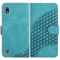 For Samsung Galaxy A10/M10 YX0060 Elephant Head Embossed Phone Leather Case with Lanyard(Light Blue)