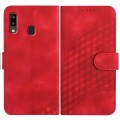 For Samsung Galaxy A20/A30 YX0060 Elephant Head Embossed Phone Leather Case with Lanyard(Red)