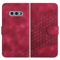 For Samsung Galaxy S10e YX0060 Elephant Head Embossed Phone Leather Case with Lanyard(Rose Red)