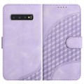 For Samsung Galaxy S10+ YX0060 Elephant Head Embossed Phone Leather Case with Lanyard(Light Purple)