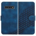For Samsung Galaxy S10+ YX0060 Elephant Head Embossed Phone Leather Case with Lanyard(Royal Blue)