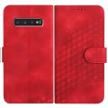 For Samsung Galaxy S10+ YX0060 Elephant Head Embossed Phone Leather Case with Lanyard(Red)