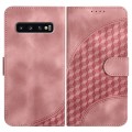 For Samsung Galaxy S10 YX0060 Elephant Head Embossed Phone Leather Case with Lanyard(Pink)