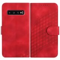For Samsung Galaxy S10 YX0060 Elephant Head Embossed Phone Leather Case with Lanyard(Red)