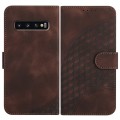 For Samsung Galaxy S10 YX0060 Elephant Head Embossed Phone Leather Case with Lanyard(Coffee)