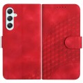 For Samsung Galaxy A35 YX0060 Elephant Head Embossed Phone Leather Case with Lanyard(Red)