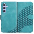 For Samsung Galaxy A55 YX0060 Elephant Head Embossed Phone Leather Case with Lanyard(Light Blue)