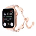 For Apple Watch SE 2023 44mm Camellia Metal Chain Bracelet Watch Band(White Rose Gold)