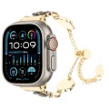 For Apple Watch Ultra 2 49mm Camellia Metal Chain Bracelet Watch Band(Black Gold)