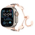 For Apple Watch Ultra 49mm Camellia Metal Chain Bracelet Watch Band(Black Rose Gold)