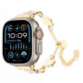 For Apple Watch Ultra 49mm Camellia Metal Chain Bracelet Watch Band(White Gold)