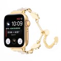 For Apple Watch SE 40mm Camellia Metal Chain Bracelet Watch Band(White Gold)
