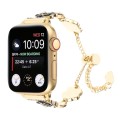 For Apple Watch Series 3 38mm Camellia Metal Chain Bracelet Watch Band(Black Gold)